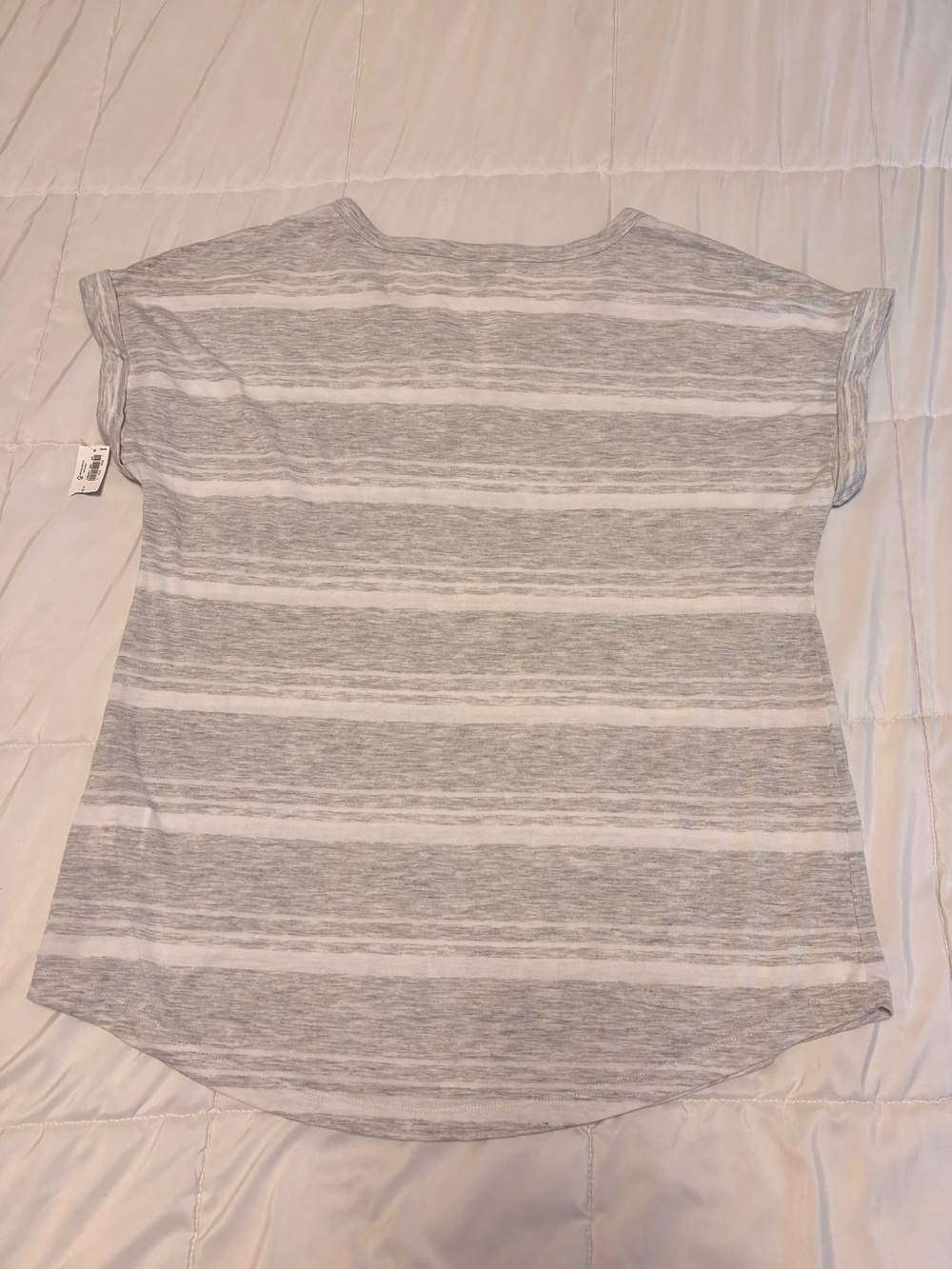 Old Navy Gray and White Striped Short Sleeve Tee